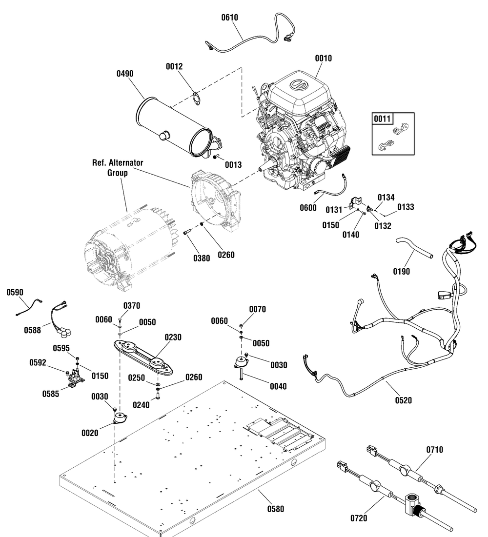 Power Group Diagram and Parts List for 040542-01  Briggs and Stratton Generator